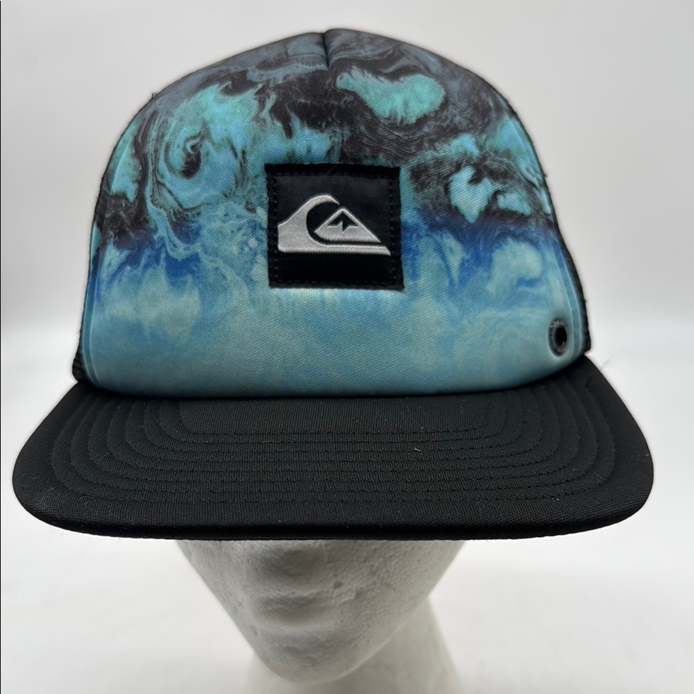 Quiksilver Aqua and Black Swirl Turcker Cap Adjustable HT8328